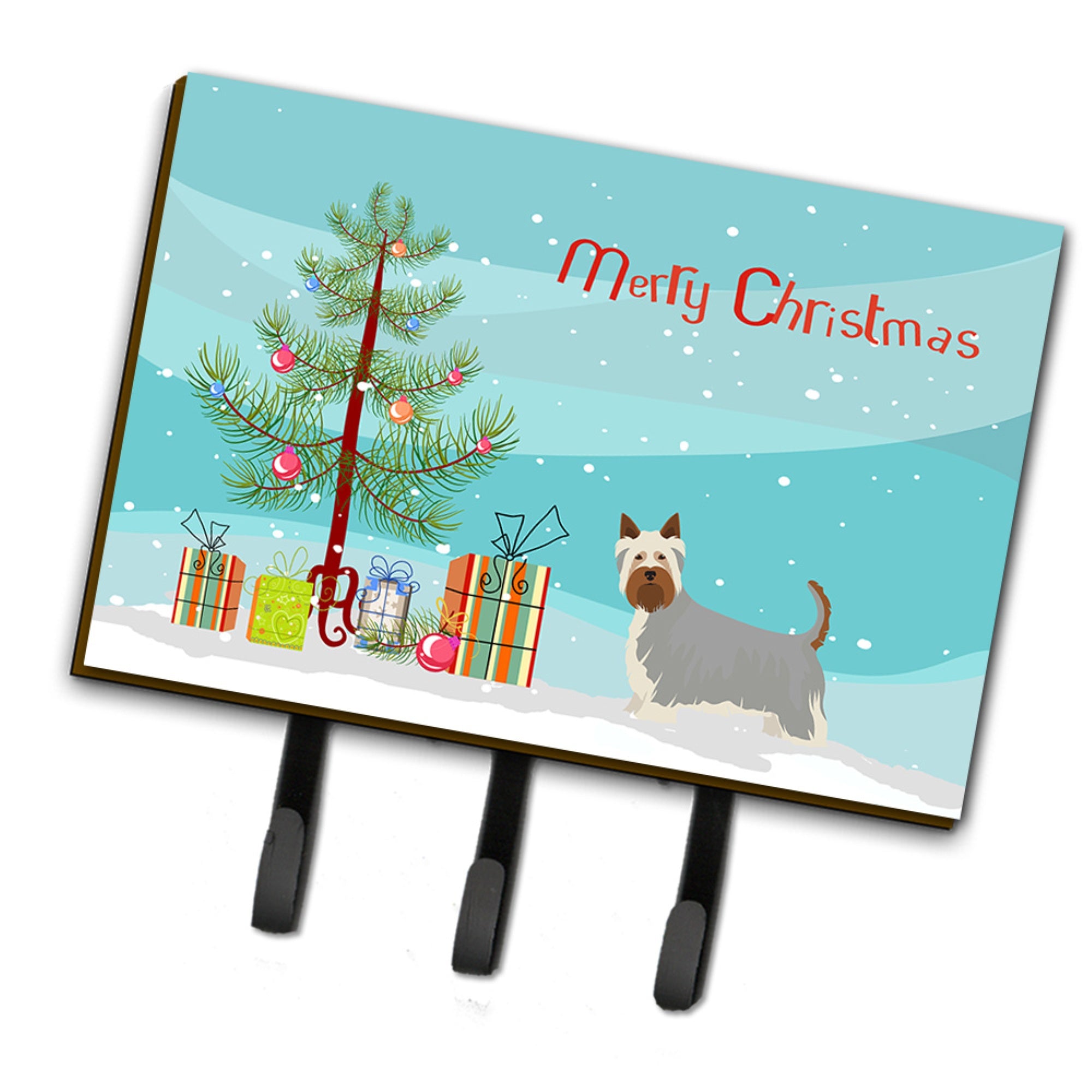Caroline'S Treasures Australian Silky Terrier Christmas Tree Leash Or Key Holder Hooks, Multicolor